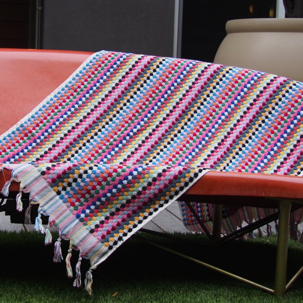 Set of 2 Large Rainbow Double Sided Pom Pom Turkish Beach Bath Towels